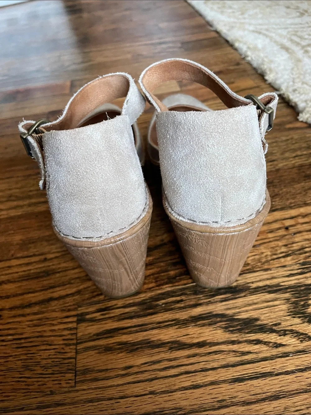 Born Taupe Suede Ankle-Strap Wedges 8